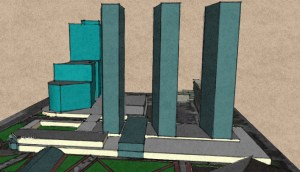 City hall complex, three towers of equal size.