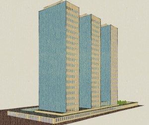 Rear of the building from the east