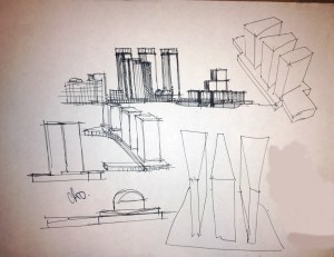 Puzzling out three towers over one plot of land.