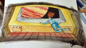 After the paint dries, I added color pencil overlays and some minor ink fill-gaps.