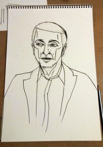 Pencil and ink outline